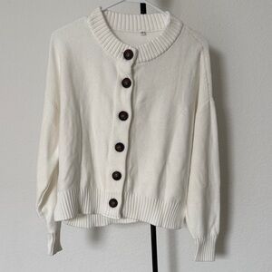 Women's Cream Button-Up Sweater